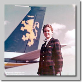A publicity photo : Georgie Maspero with a B707 behind